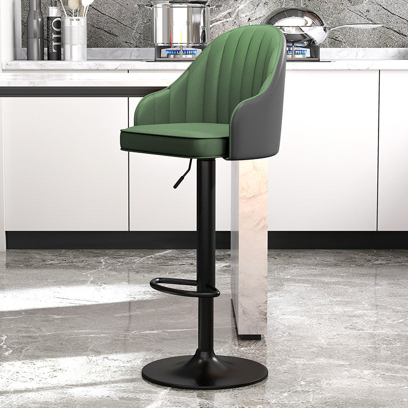 Modern Style Bar-stool PU Leather Counter Bar Stool with Metal Legs for Bristol Gray-Green 1 Piece Clearhalo 'Bar Furniture' 'Bar Stools' 'bar_stools' 'furn' 'furn_bar_stools' 'Furniture' 'furniture_bar_stools' 'Kitchen & Dining Furniture' 4830474