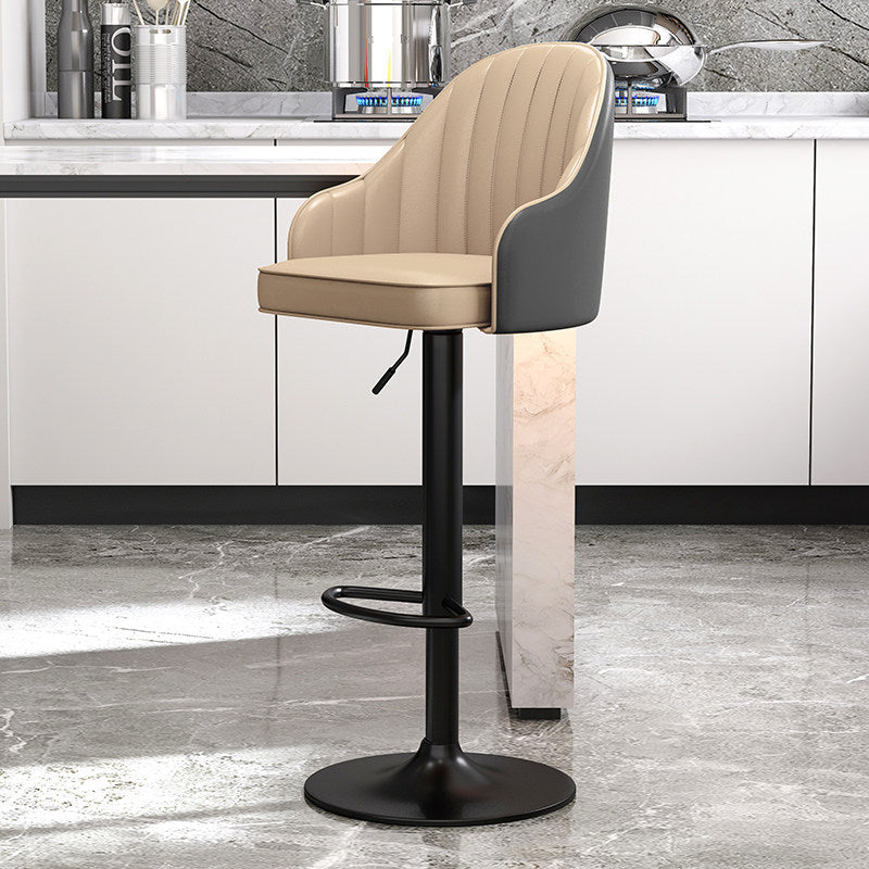 Modern Style Bar-stool PU Leather Counter Bar Stool with Metal Legs for Bristol Gray-Khaki 1 Piece Clearhalo 'Bar Furniture' 'Bar Stools' 'bar_stools' 'furn' 'furn_bar_stools' 'Furniture' 'furniture_bar_stools' 'Kitchen & Dining Furniture' 4830479