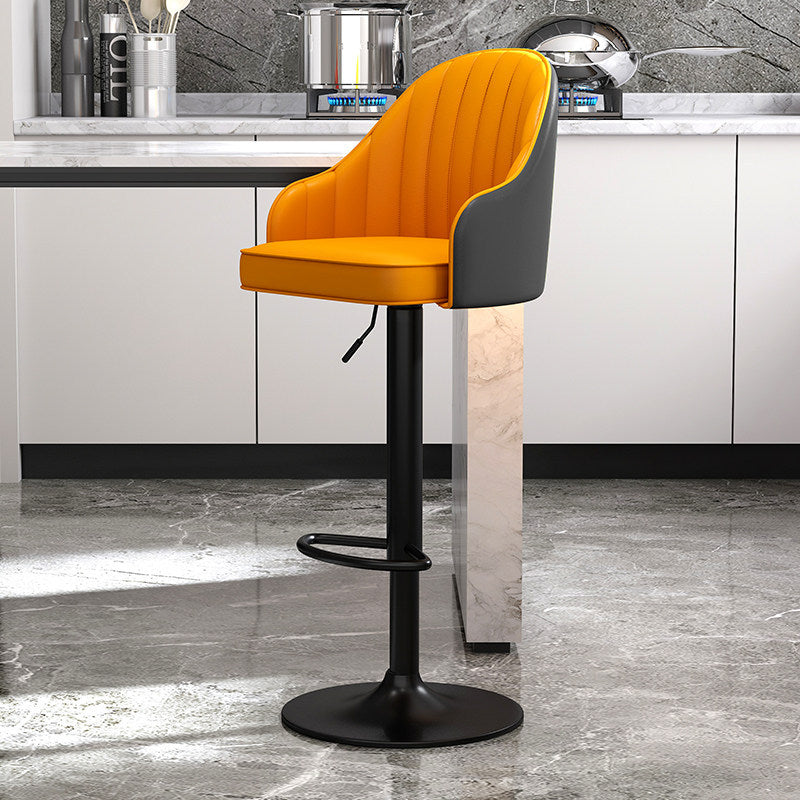 Modern Style Bar-stool PU Leather Counter Bar Stool with Metal Legs for Bristol Gray-Yellow 1 Piece Clearhalo 'Bar Furniture' 'Bar Stools' 'bar_stools' 'furn' 'furn_bar_stools' 'Furniture' 'furniture_bar_stools' 'Kitchen & Dining Furniture' 4830480