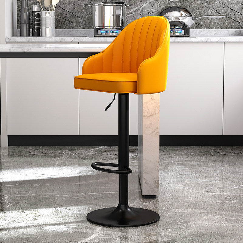 Modern Style Bar-stool PU Leather Counter Bar Stool with Metal Legs for Bristol Orange 1 Piece Clearhalo 'Bar Furniture' 'Bar Stools' 'bar_stools' 'furn' 'furn_bar_stools' 'Furniture' 'furniture_bar_stools' 'Kitchen & Dining Furniture' 4830481
