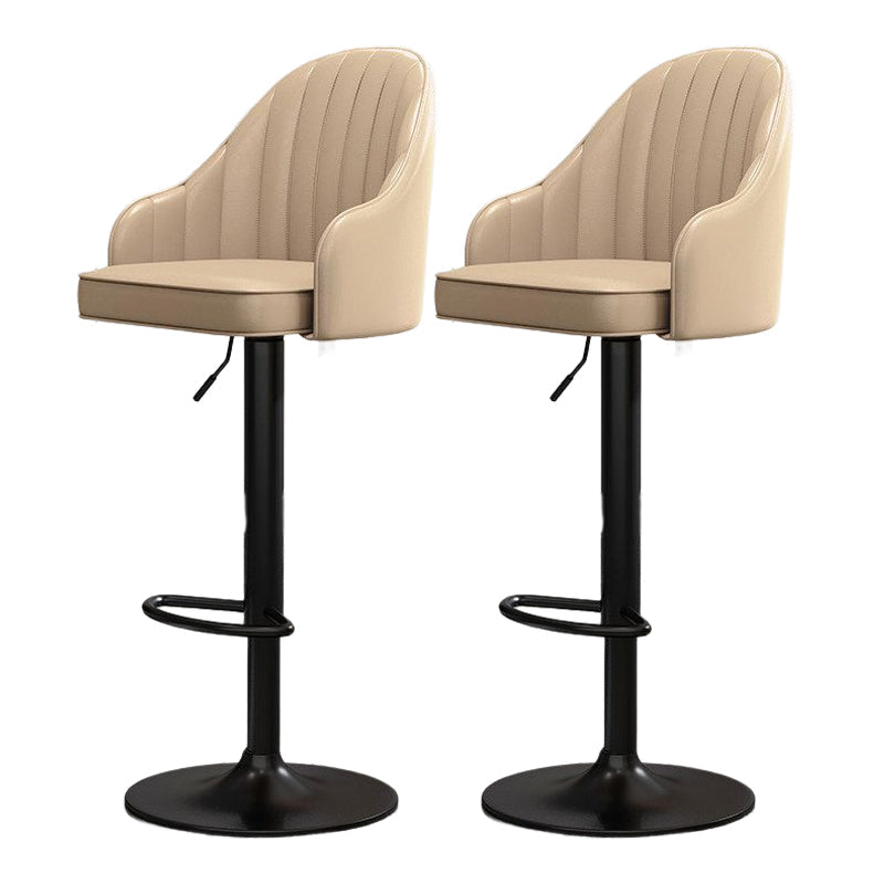 Modern Style Bar-stool PU Leather Counter Bar Stool with Metal Legs for Bristol Khaki 2 Piece Set Clearhalo 'Bar Furniture' 'Bar Stools' 'bar_stools' 'furn' 'furn_bar_stools' 'Furniture' 'furniture_bar_stools' 'Kitchen & Dining Furniture' 4830485