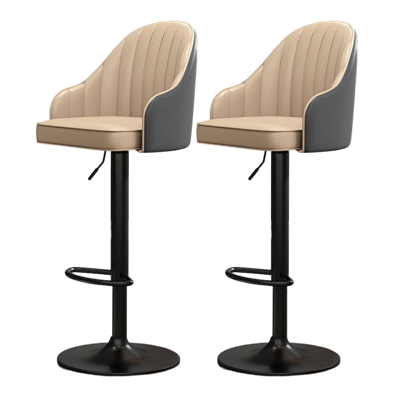 Modern Style Bar-stool PU Leather Counter Bar Stool with Metal Legs for Bristol Gray-Khaki 2 Piece Set Clearhalo 'Bar Furniture' 'Bar Stools' 'bar_stools' 'furn' 'furn_bar_stools' 'Furniture' 'furniture_bar_stools' 'Kitchen & Dining Furniture' 4830489