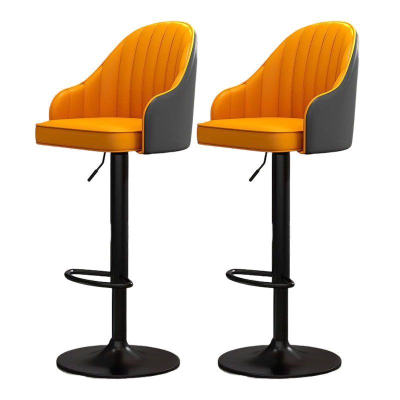 Modern Style Bar-stool PU Leather Counter Bar Stool with Metal Legs for Bristol Gray-Yellow 2 Piece Set Clearhalo 'Bar Furniture' 'Bar Stools' 'bar_stools' 'furn' 'furn_bar_stools' 'Furniture' 'furniture_bar_stools' 'Kitchen & Dining Furniture' 4830490