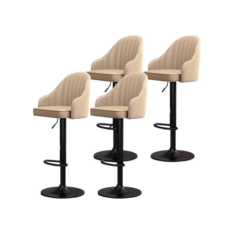 Modern Style Bar-stool PU Leather Counter Bar Stool with Metal Legs for Bristol Khaki 4 Piece Set Clearhalo 'Bar Furniture' 'Bar Stools' 'bar_stools' 'furn' 'furn_bar_stools' 'Furniture' 'furniture_bar_stools' 'Kitchen & Dining Furniture' 4830495