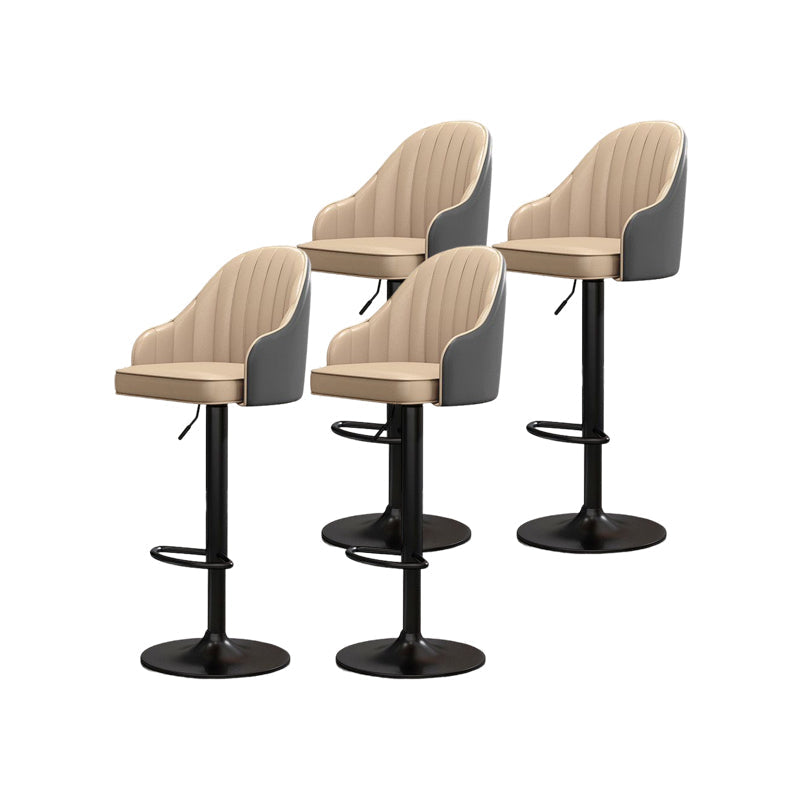 Modern Style Bar-stool PU Leather Counter Bar Stool with Metal Legs for Bristol Gray-Khaki 4 Piece Set Clearhalo 'Bar Furniture' 'Bar Stools' 'bar_stools' 'furn' 'furn_bar_stools' 'Furniture' 'furniture_bar_stools' 'Kitchen & Dining Furniture' 4830499