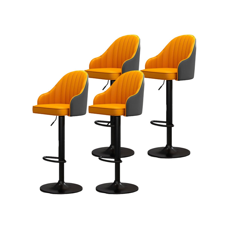 Modern Style Bar-stool PU Leather Counter Bar Stool with Metal Legs for Bristol Gray-Yellow 4 Piece Set Clearhalo 'Bar Furniture' 'Bar Stools' 'bar_stools' 'furn' 'furn_bar_stools' 'Furniture' 'furniture_bar_stools' 'Kitchen & Dining Furniture' 4830500
