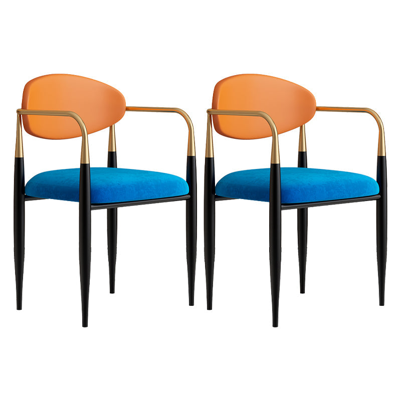 Glam Style Sintered Stone Dining Set 1/2/4/5 Pieces Dining Set for Dining Areas 2 Orange Chairs Clearhalo 'Dining Room Sets' 'Dining Tables & Seating' 'dining_room_set' 'furn' 'furn_dining_room_set' 'Furniture' 'furniture_dining_room_set' 'Kitchen & Dining Furniture' 4830562