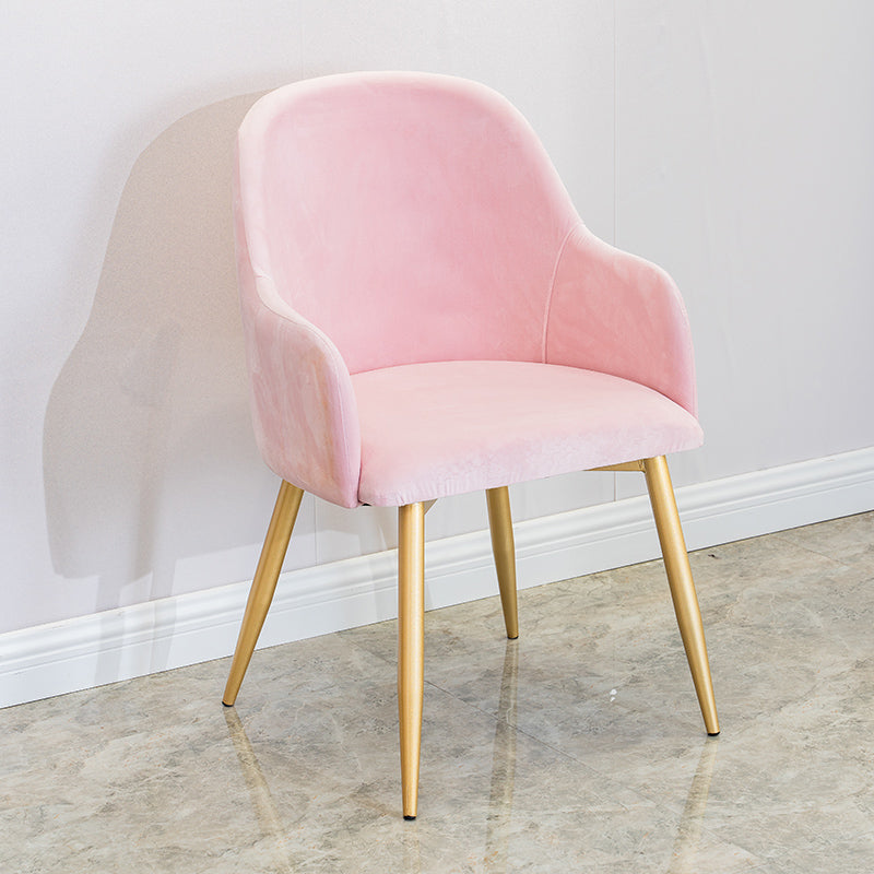 Glam Style Round Dining Room Table Set 1/3/4/5 Pieces Dining Set 1 Light Pink Chair Clearhalo 'Dining Room Sets' 'Dining Tables & Seating' 'dining_room_set' 'furn' 'furn_dining_room_set' 'Furniture' 'furniture_dining_room_set' 'Kitchen & Dining Furniture' 4830581