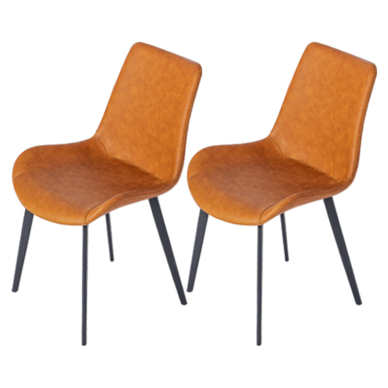 Modern Metal Dining Set 1/2/5/6/7 Pieces Rectangle Dining Table Set 2 Orange Chairs Clearhalo 'Dining Room Sets' 'Dining Tables & Seating' 'dining_room_set' 'furn' 'furn_dining_room_set' 'Furniture' 'furniture_dining_room_set' 'Kitchen & Dining Furniture' 4830597