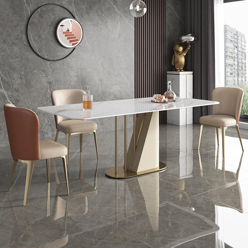 Designer Style Sintered Stone Dining Set Rectangle 1/3/4/5/7 Pieces Table with Chairs 4 Pieces: Table, 3 Chairs Clearhalo 'Dining Room Sets' 'Dining Tables & Seating' 'dining_room_set' 'furn' 'furn_dining_room_set' 'Furniture' 'furniture_dining_room_set' 'Kitchen & Dining Furniture' 4830611