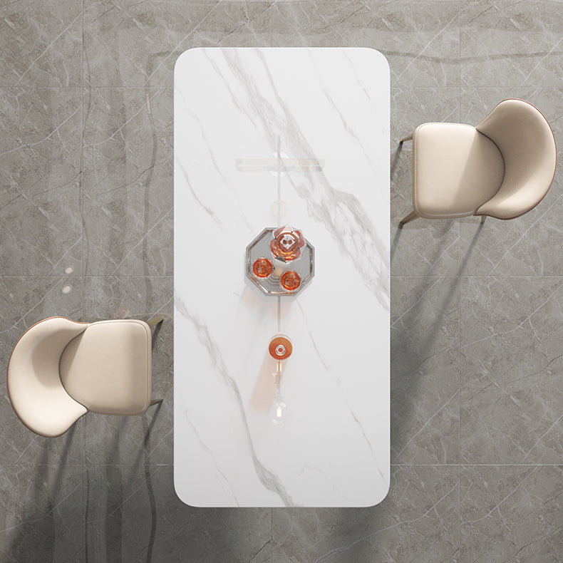 Designer Style Sintered Stone Dining Set Rectangle 1/3/4/5/7 Pieces Table with Chairs 3 Pieces: Table, 2 Chairs Clearhalo 'Dining Room Sets' 'Dining Tables & Seating' 'dining_room_set' 'furn' 'furn_dining_room_set' 'Furniture' 'furniture_dining_room_set' 'Kitchen & Dining Furniture' 4830612