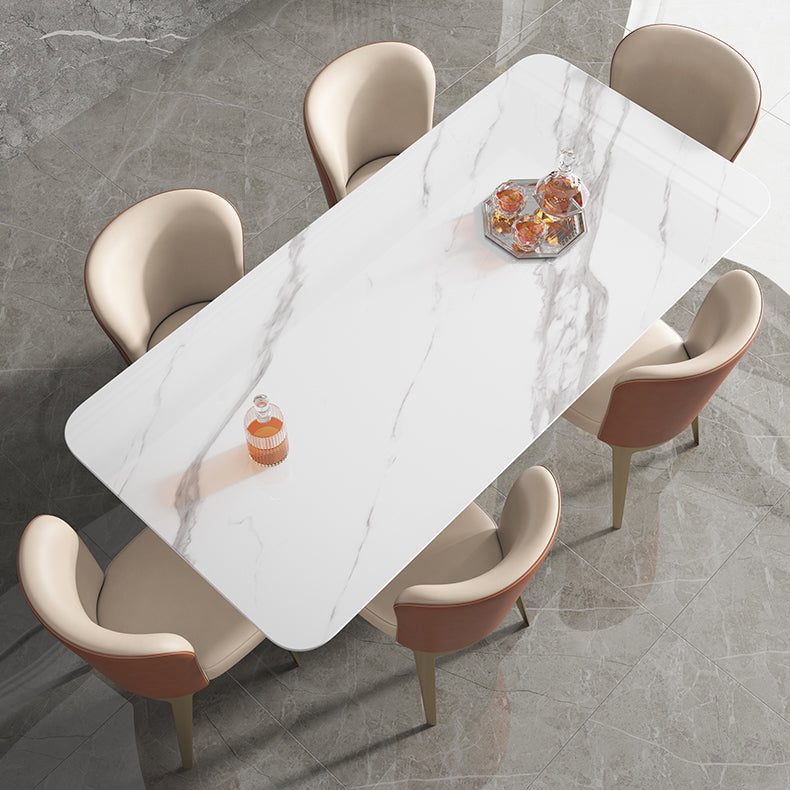 Designer Style Sintered Stone Dining Set Rectangle 1/3/4/5/7 Pieces Table with Chairs 7 Pieces: Table, 6 Chairs Clearhalo 'Dining Room Sets' 'Dining Tables & Seating' 'dining_room_set' 'furn' 'furn_dining_room_set' 'Furniture' 'furniture_dining_room_set' 'Kitchen & Dining Furniture' 4830614