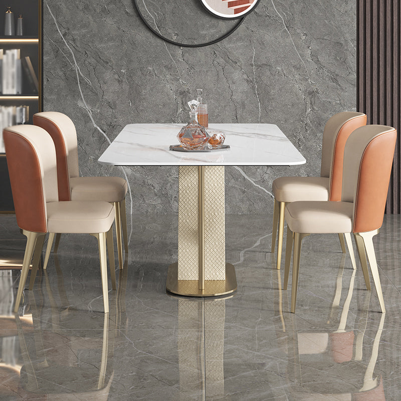 Designer Style Sintered Stone Dining Set Rectangle 1/3/4/5/7 Pieces Table with Chairs Clearhalo 'Dining Room Sets' 'Dining Tables & Seating' 'dining_room_set' 'furn' 'furn_dining_room_set' 'Furniture' 'furniture_dining_room_set' 'Kitchen & Dining Furniture' 4830616