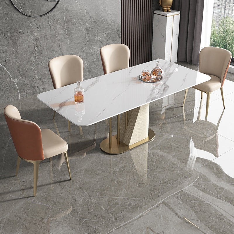 Designer Style Sintered Stone Dining Set Rectangle 1/3/4/5/7 Pieces Table with Chairs Clearhalo 'Dining Room Sets' 'Dining Tables & Seating' 'dining_room_set' 'furn' 'furn_dining_room_set' 'Furniture' 'furniture_dining_room_set' 'Kitchen & Dining Furniture' 4830617