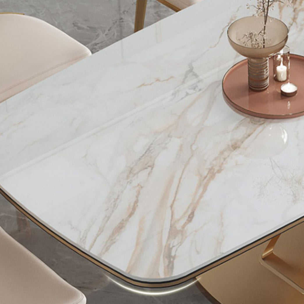 Luxury Sintered Stone Dining Set 1/4/5/7 Pieces Rectangle Kitchen Table with Chairs Clearhalo 'Dining Room Sets' 'Dining Tables & Seating' 'dining_room_set' 'furn' 'furn_dining_room_set' 'Furniture' 'furniture_dining_room_set' 'Kitchen & Dining Furniture' 4830635