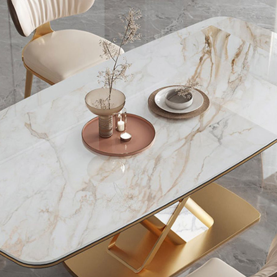 Luxury Sintered Stone Dining Set 1/4/5/7 Pieces Rectangle Kitchen Table with Chairs Clearhalo 'Dining Room Sets' 'Dining Tables & Seating' 'dining_room_set' 'furn' 'furn_dining_room_set' 'Furniture' 'furniture_dining_room_set' 'Kitchen & Dining Furniture' 4830636