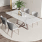 Nordic Sintered Stone Top Dining Set Rectangle 1/3/4/5/7 Pieces Dining Table with Chairs 5 Pieces: Table, 4 Chairs Clearhalo 'Dining Room Sets' 'Dining Tables & Seating' 'dining_room_set' 'furn' 'furn_dining_room_set' 'Furniture' 'furniture_dining_room_set' 'Kitchen & Dining Furniture' 4830646
