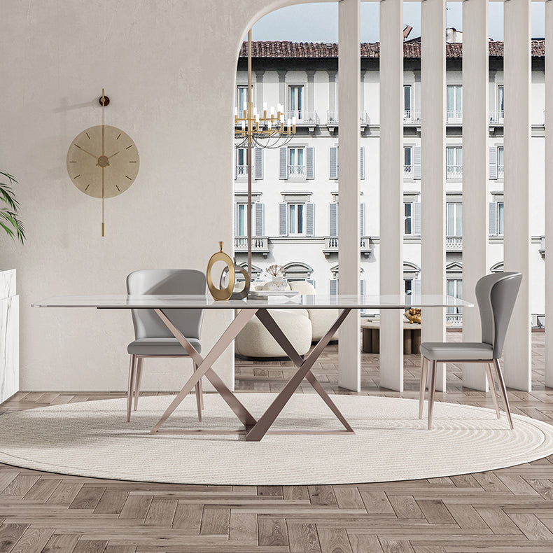 Nordic Sintered Stone Top Dining Set Rectangle 1/3/4/5/7 Pieces Dining Table with Chairs 3 Pieces: Table, 2 Chairs Clearhalo 'Dining Room Sets' 'Dining Tables & Seating' 'dining_room_set' 'furn' 'furn_dining_room_set' 'Furniture' 'furniture_dining_room_set' 'Kitchen & Dining Furniture' 4830647