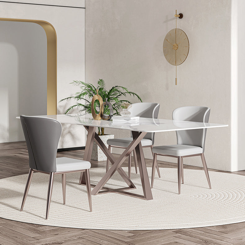 Nordic Sintered Stone Top Dining Set Rectangle 1/3/4/5/7 Pieces Dining Table with Chairs 4 Pieces: Table, 3 Chairs Clearhalo 'Dining Room Sets' 'Dining Tables & Seating' 'dining_room_set' 'furn' 'furn_dining_room_set' 'Furniture' 'furniture_dining_room_set' 'Kitchen & Dining Furniture' 4830652
