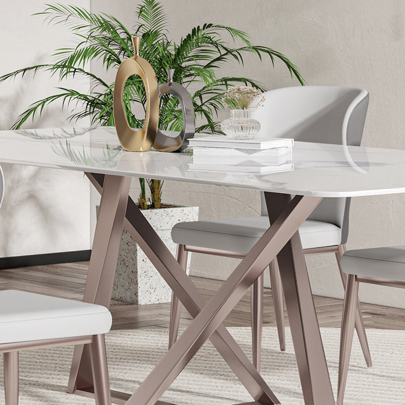 Nordic Sintered Stone Top Dining Set Rectangle 1/3/4/5/7 Pieces Dining Table with Chairs Clearhalo 'Dining Room Sets' 'Dining Tables & Seating' 'dining_room_set' 'furn' 'furn_dining_room_set' 'Furniture' 'furniture_dining_room_set' 'Kitchen & Dining Furniture' 4830656