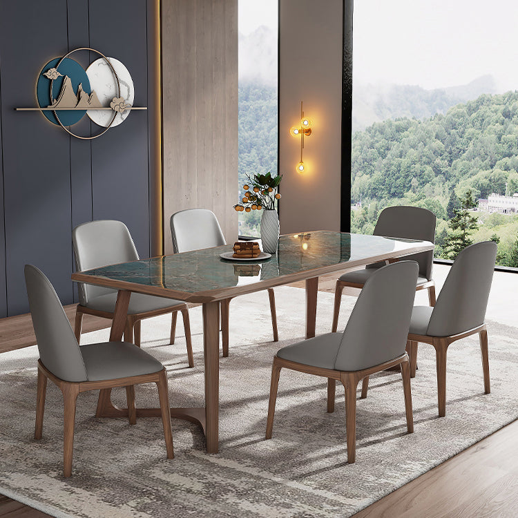 Designer Style Sintered Stone Dining Set Rectangle 1/4/5/7 Pieces Wooden Table with Chairs Clearhalo 'Dining Room Sets' 'Dining Tables & Seating' 'dining_room_set' 'furn' 'furn_dining_room_set' 'Furniture' 'furniture_dining_room_set' 'Kitchen & Dining Furniture' 4830665