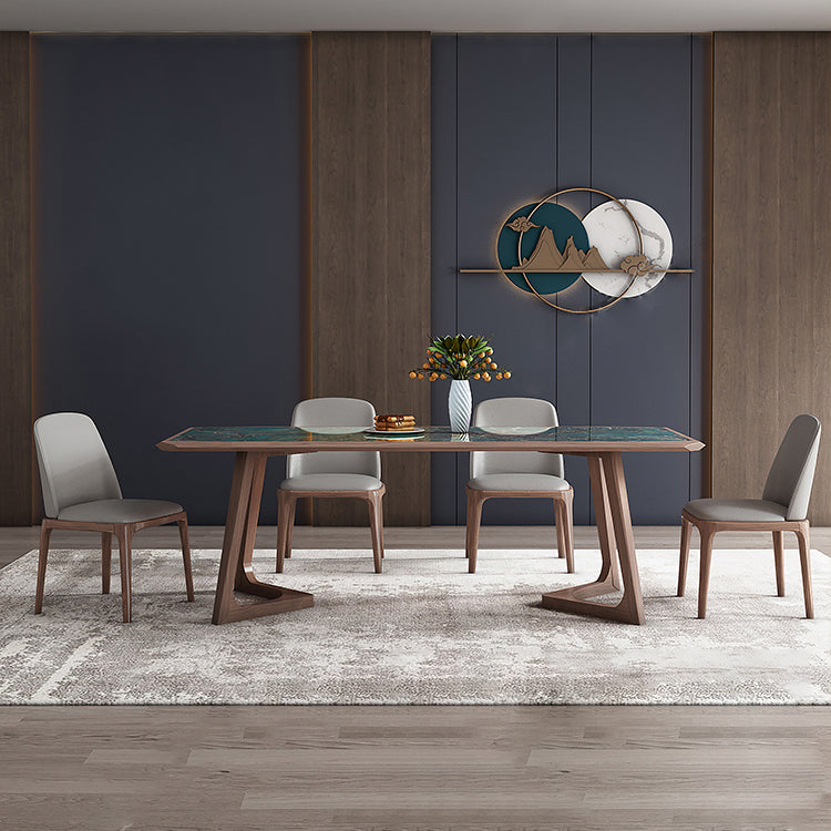 Designer Style Sintered Stone Dining Set Rectangle 1/4/5/7 Pieces Wooden Table with Chairs Clearhalo 'Dining Room Sets' 'Dining Tables & Seating' 'dining_room_set' 'furn' 'furn_dining_room_set' 'Furniture' 'furniture_dining_room_set' 'Kitchen & Dining Furniture' 4830674