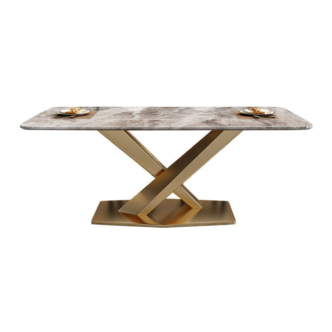 Luxury Sintered Stone Top Dining Set Rectangle 1/4/5/7 Pieces Kitchen Table with Chairs Clearhalo 'Dining Room Sets' 'Dining Tables & Seating' 'dining_room_set' 'Furniture' 'furniture_dining_room_set' 'Kitchen & Dining Furniture' 4830681