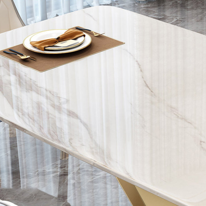 Luxury Sintered Stone Top Dining Set Rectangle 1/4/5/7 Pieces Kitchen Table with Chairs Clearhalo 'Dining Room Sets' 'Dining Tables & Seating' 'dining_room_set' 'Furniture' 'furniture_dining_room_set' 'Kitchen & Dining Furniture' 4830687