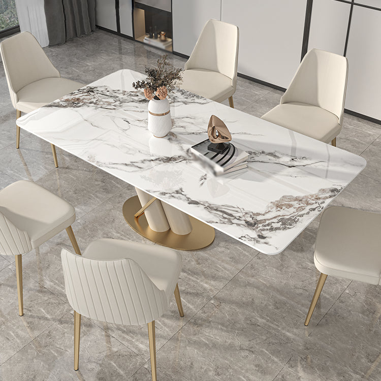 Luxury Sintered Stone Top Dining Set 1/2/5/6/7 Pieces Rectangle Kitchen Table with Chairs 7 Pieces: Table, 6 Chairs Clearhalo 'Dining Room Sets' 'Dining Tables & Seating' 'dining_room_set' 'furn' 'furn_dining_room_set' 'Furniture' 'furniture_dining_room_set' 'Kitchen & Dining Furniture' 4830698