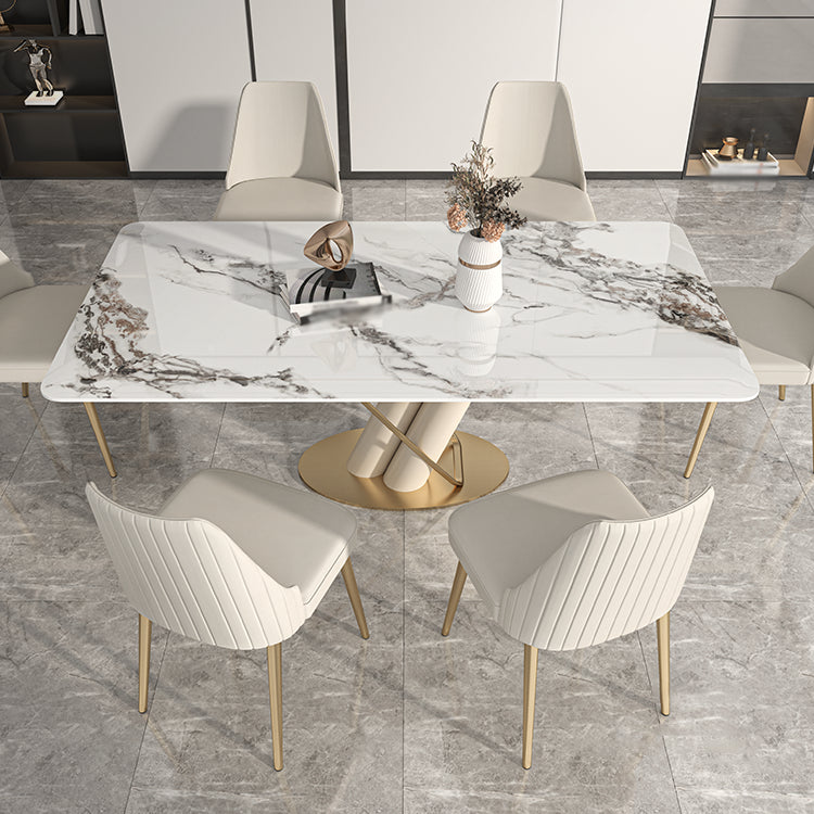 Luxury Sintered Stone Top Dining Set 1/2/5/6/7 Pieces Rectangle Kitchen Table with Chairs Clearhalo 'Dining Room Sets' 'Dining Tables & Seating' 'dining_room_set' 'furn' 'furn_dining_room_set' 'Furniture' 'furniture_dining_room_set' 'Kitchen & Dining Furniture' 4830700