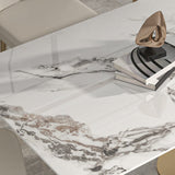 Luxury Sintered Stone Top Dining Set 1/2/5/6/7 Pieces Rectangle Kitchen Table with Chairs Clearhalo 'Dining Room Sets' 'Dining Tables & Seating' 'dining_room_set' 'furn' 'furn_dining_room_set' 'Furniture' 'furniture_dining_room_set' 'Kitchen & Dining Furniture' 4830702