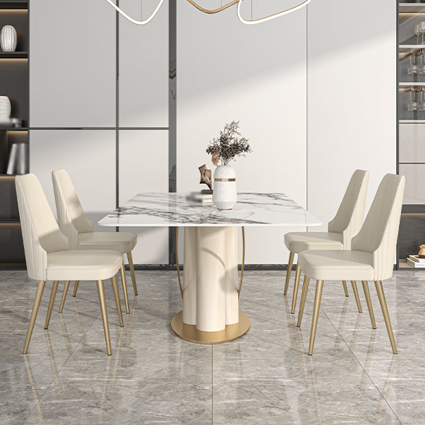 Luxury Sintered Stone Top Dining Set 1/2/5/6/7 Pieces Rectangle Kitchen Table with Chairs Clearhalo 'Dining Room Sets' 'Dining Tables & Seating' 'dining_room_set' 'furn' 'furn_dining_room_set' 'Furniture' 'furniture_dining_room_set' 'Kitchen & Dining Furniture' 4830706
