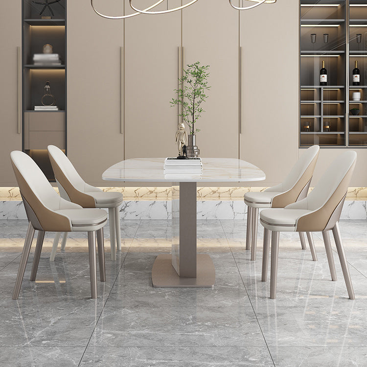 Luxury Sintered Stone Top Dining Set 1/2/5/6/7 Pieces Rectangle Dining Table with Chairs 5 Pieces: Table, 4 Chairs Clearhalo 'Dining Room Sets' 'Dining Tables & Seating' 'dining_room_set' 'furn' 'furn_dining_room_set' 'Furniture' 'furniture_dining_room_set' 'Kitchen & Dining Furniture' 4830718