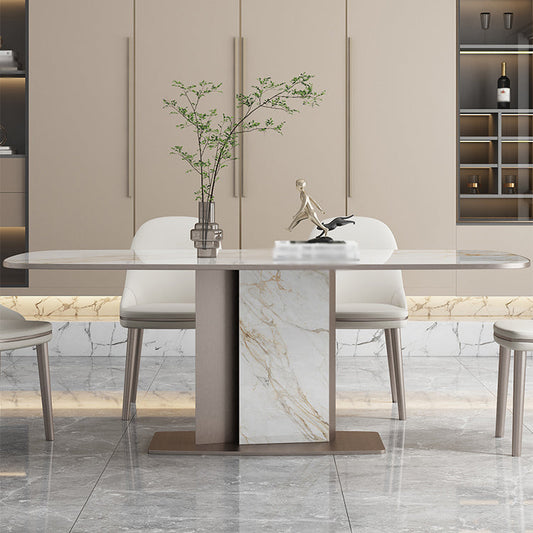 Luxury Sintered Stone Top Dining Set 1/2/5/6/7 Pieces Rectangle Dining Table with Chairs Clearhalo 'Dining Room Sets' 'Dining Tables & Seating' 'dining_room_set' 'furn' 'furn_dining_room_set' 'Furniture' 'furniture_dining_room_set' 'Kitchen & Dining Furniture' 4830724