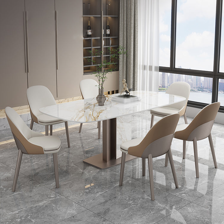 Luxury Sintered Stone Top Dining Set 1/2/5/6/7 Pieces Rectangle Dining Table with Chairs Clearhalo 'Dining Room Sets' 'Dining Tables & Seating' 'dining_room_set' 'furn' 'furn_dining_room_set' 'Furniture' 'furniture_dining_room_set' 'Kitchen & Dining Furniture' 4830726