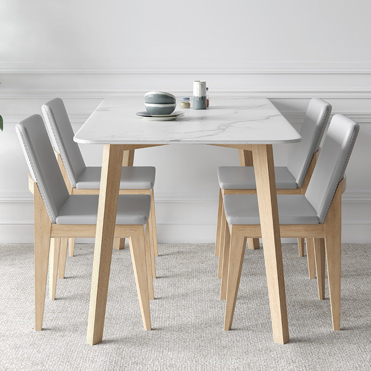 Modern Sintered Stone Top Dining Set Rectangle 1/2/5/6/7 Pieces Dining Table with Chairs 5 Pieces: Table, 4 Chairs Clearhalo 'Dining Room Sets' 'Dining Tables & Seating' 'dining_room_set' 'furn' 'furn_dining_room_set' 'Furniture' 'furniture_dining_room_set' 'Kitchen & Dining Furniture' 4830737