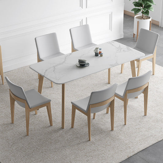 Modern Sintered Stone Top Dining Set Rectangle 1/2/5/6/7 Pieces Dining Table with Chairs Clearhalo 'Dining Room Sets' 'Dining Tables & Seating' 'dining_room_set' 'furn' 'furn_dining_room_set' 'Furniture' 'furniture_dining_room_set' 'Kitchen & Dining Furniture' 4830744