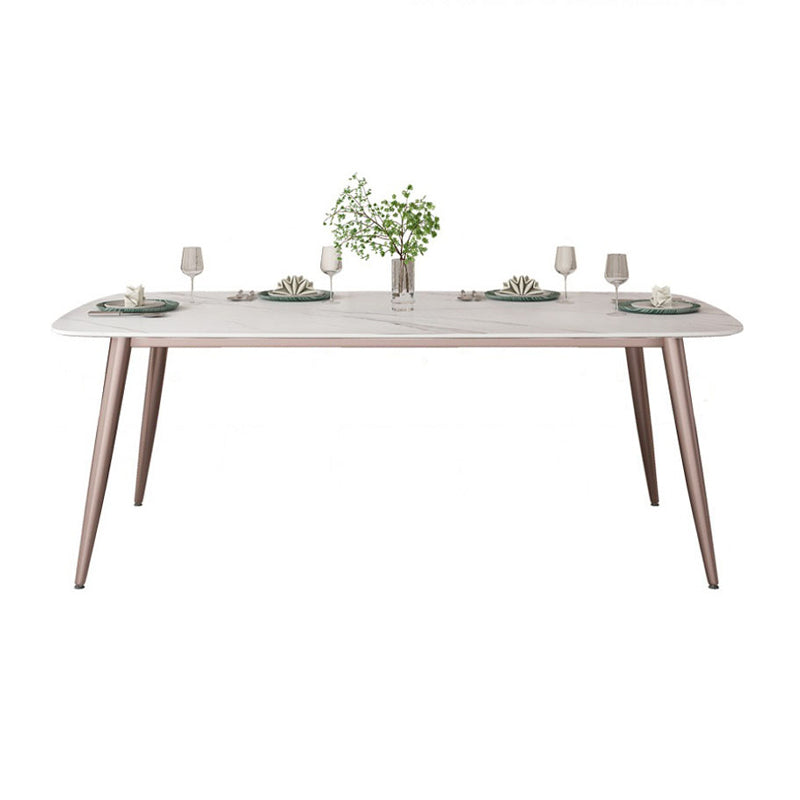 Nordic Glam Sintered Stone Dining Table Set 1/2/5/7 Pieces Dining Set for Kitchen White 70.9"L x 35.4"W Clearhalo 'Dining Room Sets' 'Dining Tables & Seating' 'dining_room_set' 'furn' 'furn_dining_room_set' 'Furniture' 'furniture_dining_room_set' 'Kitchen & Dining Furniture' 4830753