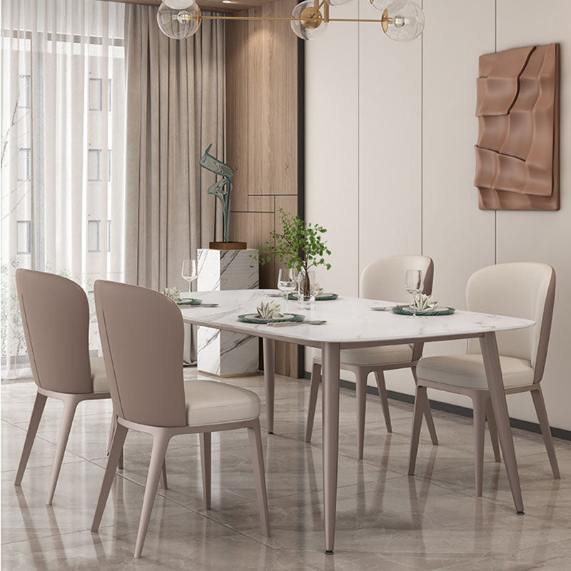 Nordic Glam Sintered Stone Dining Table Set 1/2/5/7 Pieces Dining Set for Kitchen 5 Pieces: Table, 4 Chairs Clearhalo 'Dining Room Sets' 'Dining Tables & Seating' 'dining_room_set' 'furn' 'furn_dining_room_set' 'Furniture' 'furniture_dining_room_set' 'Kitchen & Dining Furniture' 4830755
