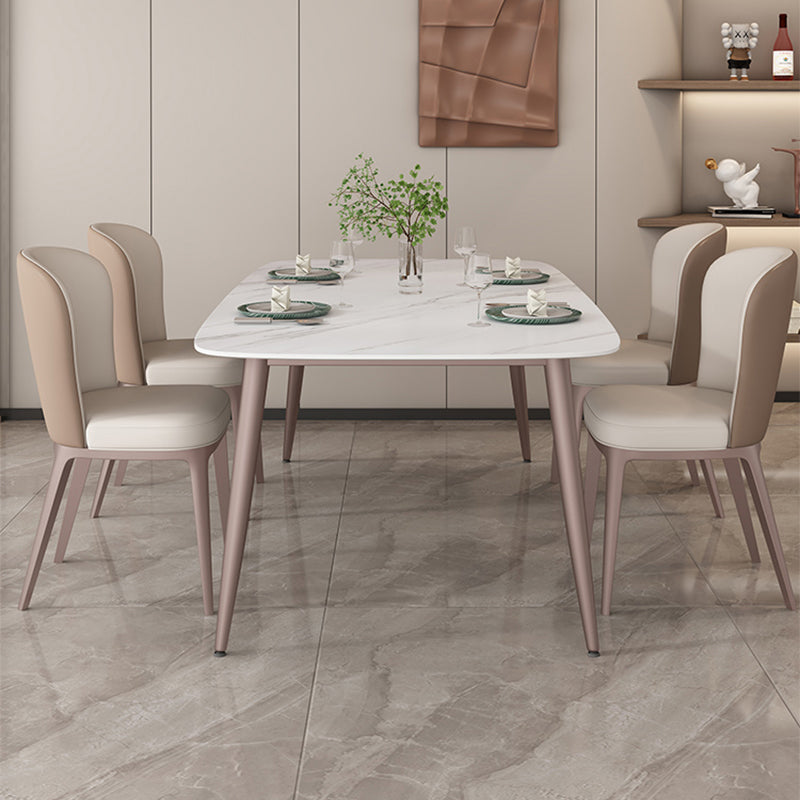 Nordic Glam Sintered Stone Dining Table Set 1/2/5/7 Pieces Dining Set for Kitchen Clearhalo 'Dining Room Sets' 'Dining Tables & Seating' 'dining_room_set' 'furn' 'furn_dining_room_set' 'Furniture' 'furniture_dining_room_set' 'Kitchen & Dining Furniture' 4830756