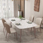 Nordic Glam Sintered Stone Dining Table Set 1/2/5/7 Pieces Dining Set for Kitchen Clearhalo 'Dining Room Sets' 'Dining Tables & Seating' 'dining_room_set' 'furn' 'furn_dining_room_set' 'Furniture' 'furniture_dining_room_set' 'Kitchen & Dining Furniture' 4830762