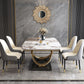 Nordic Glam Sintered Stone Dining Table Set 1/2/5/7 Pieces Dining Set for Home 5 Pieces: Table, 4 Chairs Clearhalo 'Dining Room Sets' 'Dining Tables & Seating' 'dining_room_set' 'furn' 'furn_dining_room_set' 'Furniture' 'furniture_dining_room_set' 'Kitchen & Dining Furniture' 4830772