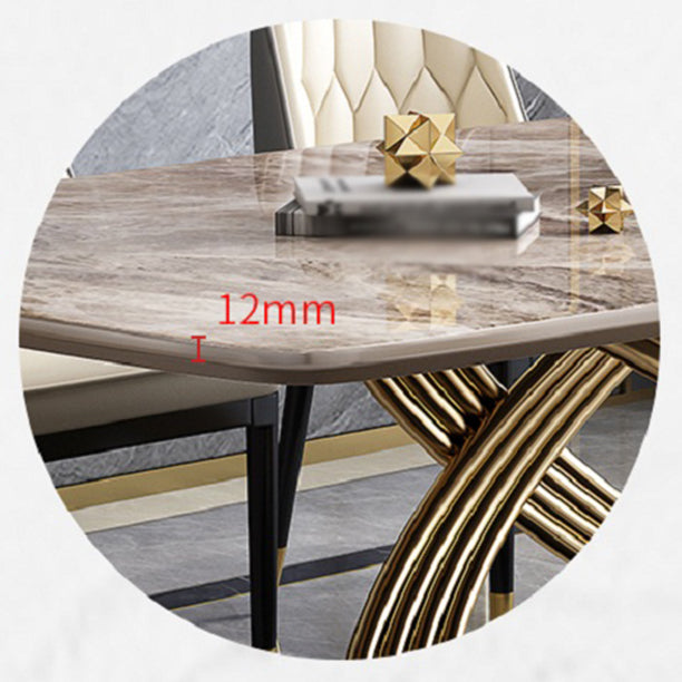 Nordic Glam Sintered Stone Dining Table Set 1/2/5/7 Pieces Dining Set for Home Clearhalo 'Dining Room Sets' 'Dining Tables & Seating' 'dining_room_set' 'furn' 'furn_dining_room_set' 'Furniture' 'furniture_dining_room_set' 'Kitchen & Dining Furniture' 4830777