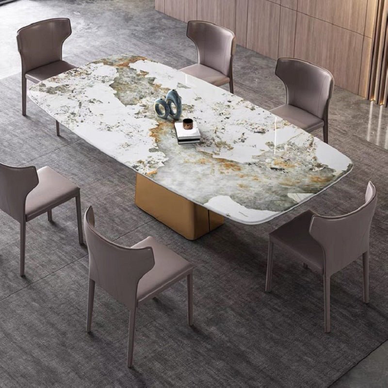 Contemporary Sintered Stone Dining Table Set 1/3/4/5/7 Pieces Dining Set for Home 7 Pieces: Table, 6 Chairs Clearhalo 'Dining Room Sets' 'Dining Tables & Seating' 'dining_room_set' 'furn' 'furn_dining_room_set' 'Furniture' 'furniture_dining_room_set' 'Kitchen & Dining Furniture' 4830787