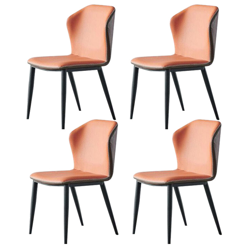 Modern Sintered Stone Dining Table Set 1/4/5/7 Pieces Dining Set for Home 4 Orange Chairs Clearhalo 'Dining Room Sets' 'Dining Tables & Seating' 'dining_room_set' 'furn' 'furn_dining_room_set' 'Furniture' 'furniture_dining_room_set' 'Kitchen & Dining Furniture' 4830819