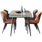 Modern Sintered Stone Dining Table Set 1/4/5/7 Pieces Dining Set for Home 5 Pieces: Table, 2 Blue+2 Orange Chairs Clearhalo 'Dining Room Sets' 'Dining Tables & Seating' 'dining_room_set' 'furn' 'furn_dining_room_set' 'Furniture' 'furniture_dining_room_set' 'Kitchen & Dining Furniture' 4830820