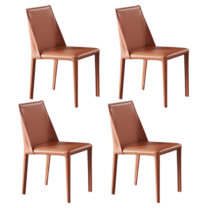 Modern Style Sintered Stone Dining Table Set 1/4/5/7 Pieces Dining Set for Home 4 Orange Chairs Clearhalo 'Dining Room Sets' 'Dining Tables & Seating' 'dining_room_set' 'furn' 'furn_dining_room_set' 'Furniture' 'furniture_dining_room_set' 'Kitchen & Dining Furniture' 4830841