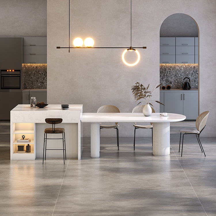 Modern Style Sintered Stone Dining Table Set 1/4/6 Pieces Dining Set for Home Clearhalo 'Dining Room Sets' 'Dining Tables & Seating' 'dining_room_set' 'furn' 'furn_dining_room_set' 'Furniture' 'furniture_dining_room_set' 'Kitchen & Dining Furniture' 4830853