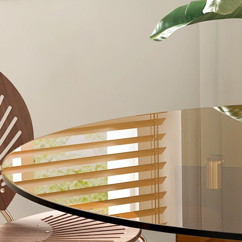 Round Glass Dining Table Modern Style Dining Table for Home Use Clearhalo 'Dining Tables & Seating' 'Dining Tables' 'dining_table' 'furn' 'furn_dining_table' 'Furniture' 'furniture_dining_table' 'Kitchen & Dining Furniture' 'kitchen' 'kitchen_dining_table' 4830875