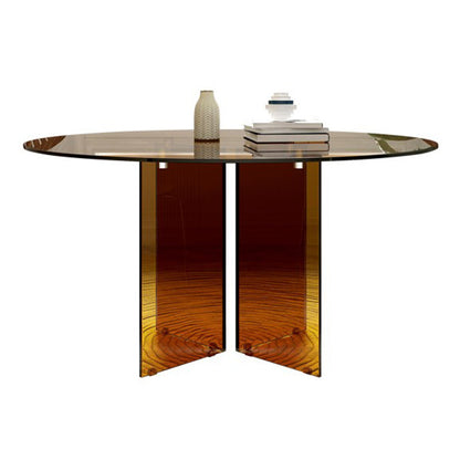 Round Glass Dining Table Modern Style Dining Table for Home Use Without Chairs Clearhalo 'Dining Tables & Seating' 'Dining Tables' 'dining_table' 'furn' 'furn_dining_table' 'Furniture' 'furniture_dining_table' 'Kitchen & Dining Furniture' 'kitchen' 'kitchen_dining_table' 4830876
